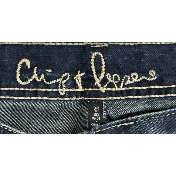 Chip & Pepper Men's Tuck Relaxed Straight Jeans 34x30 Whiskering Distressing - Picture 3 of 9
